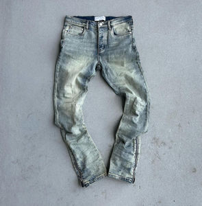 Jeans Skinny Homme OEM Style Motard Nouveau Design Déchiré Blanc Foncé Clair Délavé Coloré en Stock pour Dropshipping - Product Image 2