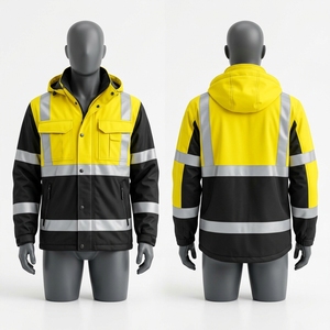 <b>Hi</b> <b>Vis</b> <b>Orange</b> Plus Size Work Jacket 300 GSM Heavyweight Waterproof CE Certified Oxford Polyester Silver Reflective Tape Custom - Product Image 2
