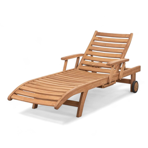 Chaise longue en teck, design moderne, taille personnalisable, robuste et durable, idéale pour le bord de piscine - Product Image 2