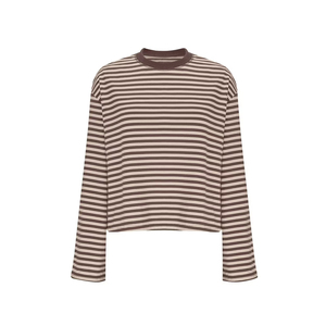 T-shirt pour femme en viscose et coton rayé à manches longues, éco-responsable, tissu durable, teinture à faible impact, production éthique, vert - Product Image 1