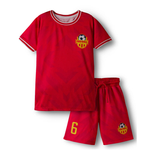 Conjunto de Camiseta y Pantalones Cortos de Fútbol Rojos para Niños, Uniforme de Fútbol de Manga Corta, Ropa Deportiva Personalizada por Sublimación para Jóvenes - Product Image 1