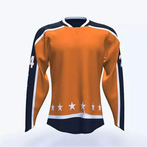 Maillot de hockey sur glace personnalisé imprimé à carreaux, 100 % polyester, taille adulte, couleur unie, respirant, avec logo d'équipe sur le devant - Product Image 1