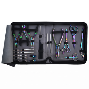 Trade Supply Hair Extension Tool Set 20 Piece Black Case Bead Pliers Bond <b>Cutter</b> Sewing Scissor Parting Ring Clips - Product Image 4