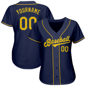 Men Navy Gold Baseball Jersey Button Front Team Shirt Performance <b>Athletic</b> Game Day Practice Sports Uniform Wear - Product Image 1