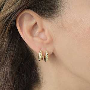14mm Small Huggie <b>Earrings</b> Round Cut Lab Grown Diamond Flush Set Minimalist Everyday Wear Mini <b>Hoops</b> 14K <b>Solid</b> Gold Manufacturer - Product Image 4