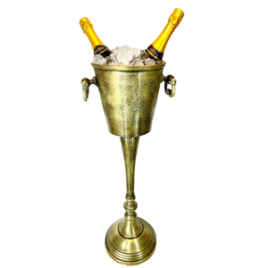 Antique Finish Metal <b>Ice</b> Bucket With Surface Ideal For Vintage Decor And Farmhouse Themed Outdoor Parties Gold Color Plated - Product Image 4