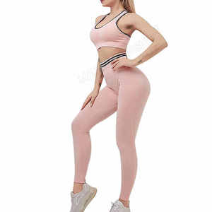 Leggings de yoga roses sans couture, taille mi-haute, côtelés, écologiques, pleine longueur, pour femmes, personnalisables OEM/ODM, pour le fitness et le sport - Product Image 6