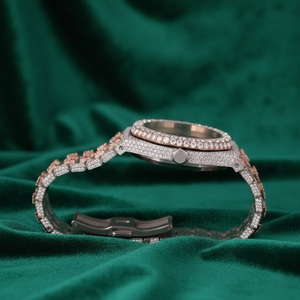 Montre de luxe édition limitée Hip Hop Moissanite avec mouvement automatique, cadran en cristal, bracelet de 20 mm, boîtier de 39 mm, en acier inoxydable, pour unisexe - Product Image 5
