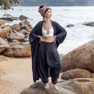 2025 nuevo producto de estilo bohemio, chaqueta de Kimono con tinte de corbata a mano, cubierta holgada para vacaciones en la playa de verano, sujetador Bandeau para mujer, 1 Bata - Product Image 2