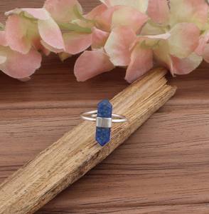 แหวนหยกสีฟ้าธรรมชาติ แหวนเงินแท้ 925 ประดับพลอยทรงหกเหลี่ยม แหวนผู้หญิงคลาสสิกสำหรับงานแต่งงานและงานปาร์ตี้ - Product Image 3