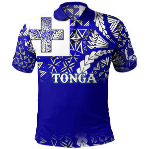 Chemise à manches longues pour homme à motif polynésien Tonga, bleu et blanc, couleur unie, tricotée, respirante, séchage rapide, écologique, décontractée - Product Image 1