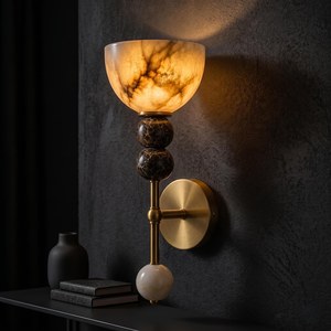 Lámpara de Pared Moderna de Latón con Globo de Mármol Redondo, Aplique de Pared Interior para Decoración de Dormitorio - Product Image 4