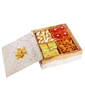 Plateau de service tendance avec 6 compartiments pour noix, fruits secs, bonbons, boîte à collation pour fête, design minimaliste, forme rectangulaire - Product Image 6