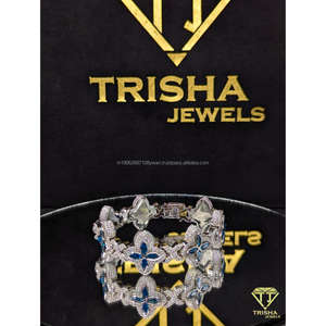 Pulsera de Cadena con Flores Trisha Jewels, Plata de Ley 925, Moissanita de Corte Brillante, Estilo Hip Hop, Unisex, para Boda, Certificado IGI - Product Image 2