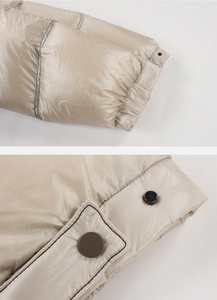Veste matelassée marron pour homme, col montant, fermeture éclair, coupe-vent, coupe droite décontractée, rembourrage en duvet, vêtement d'hiver - Product Image 6