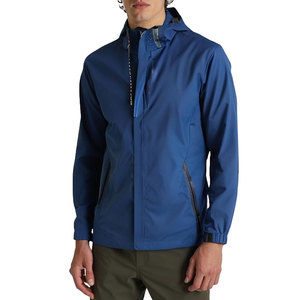 Men's Blue <b>Hooded</b> Windproof <b>Jacket</b> With Zipper Pockets Casual Autumn Wear Regular Fit Stand Collar Woven Polyester <b>Shell</b> - Product Image 2