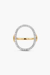 Anillo moderno de círculo abierto con diamante cultivado en laboratorio de corte redondo, engaste pavé, solitario, para uso diario, de lujo, llamativo, de oro macizo de 10K, 14K, 18K - Product Image 3