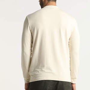 <b>Top</b> quality Men's White <b>Long</b> <b>Sleeve</b> O-Neck Knitted Casual T-Shirt Regular Fit Solid Color 100% Cotton Blank Design - Product Image 3
