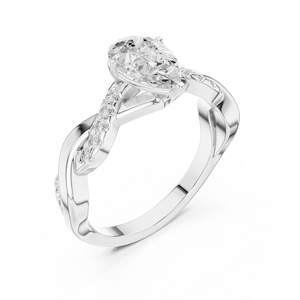 <b>Sterling</b> <b>Silver</b> Pear Moissanite Infinity Twist Engagement <b>Ring</b> | Pave <b>Band</b> Wedding <b>Ring</b> for Women - Product Image 3