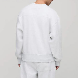 High Quality Basics Cotton Blended Hoodies Heavy Weight Custom logo Crew Neck Oversized <b>Sweatshirts</b> Men <b>Sweatshirt</b> - Product Image 3