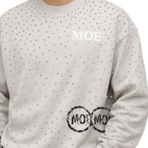 All Over Rhinestone <b>Tshirts</b> for men Oversized Long Sleeve Streetwear Cotton Crystal Hotfix Design Men’s T-Shirts Custom Logo - Product Image 4