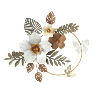 Rustic Metal Flower <b>Wall</b> <b>Decor</b> 3D Iron Floral <b>Wall</b> Art Sculpture for Living Room Garden Outdoor Decoration - Product Image 2