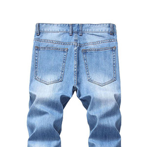 Jean slim déchiré pour homme, délavé bleu, style décontracté et tendance, tenue urbaine moderne pour tous les jours - Product Image 4