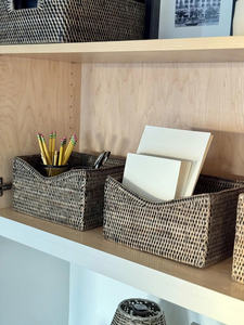 <b>Square</b> Handwoven Rattan Storage Natural Woven Drawer Organizer <b>Basket</b> Eco Friendly Home Storage Box Rustic Boho Decor OEM ODM - Product Image 2
