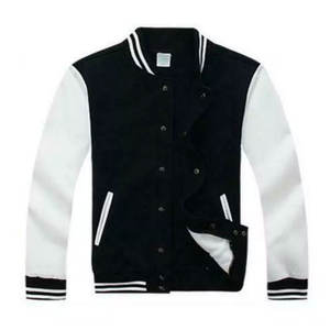 RELEVO INDUSTRIES Men's Blue White Varsity <b>Jacket</b> Preppy Style Turn-down Collar Regular Fit Polyester Cotton Shell - Product Image 5