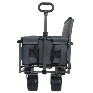 3-in-1 Convertible Folding Wagon Cart Heavy Duty 500lbs Utility 180L All Terrain Wheelbarrow with Bench Seat <b>Storage</b> for <b>Camping</b> - Product Image 3