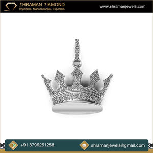 Trendy Fashion Icy 10K <b>Solid</b> <b>Gold</b> Custom Iced Crown Statement Necklace Lab Grown Diamond Charm <b>Pendant</b> Hip Hop Fine Unisex Gift - Product Image 4