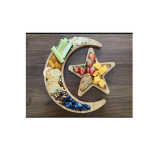Plateau décoratif en bois motif lune et étoile, plateau à bijoux, plateau décoratif pour artisanat indien, vente chaude - Product Image 1