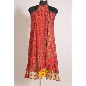 Women's Vintage Floral Handmade Silk Wrap <b>Skirt</b>, Mid-Waist Lightweight <b>Boho</b> Style - Product Image 3