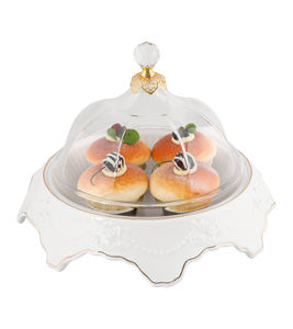 Plato para Servir con Tapa Transparente en Forma de Domo, Material de Porcelana China, Aspecto Moderno y de Alta Calidad - Product Image 1
