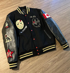 Vestes universitaires haut de gamme pour l'hiver, style urbain, en laine avec manches en cuir, pour hommes et femmes, boutonnées sur le devant, logo personnalisé, fournisseur OEM en gros - Product Image 6