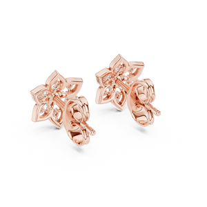 Pendientes de Diamantes Florales de Laboratorio de Última Tendencia, Engastados en Oro Rosa de 18K, para Compromiso, Boda, Fiesta, Regalo de San Valentín, Uso Diario para Mujer - Product Image 3