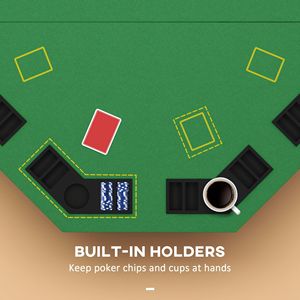 Tavolo da Poker Ottagonale Verde Pieghevole da 47 Pollici per Blackjack, Texas Hold'em e Altri Giochi con Vassoio Porta Fiches e Portabicchieri - Product Image 6