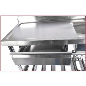 Commercial <b>Kitchen</b> Freestanding Utility <b>Sink</b> 47\" Right <b>Sink</b> Stainless Steel Fabrication with Drawer and Pull Out Faucet - Product Image 4
