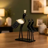 Ensemble de figurines d'oiseaux artisanales en corne de buffle écologiques, style paon traditionnel, art tribal, décoration de table pour salon, par SSD Market