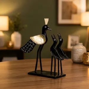 Juego de Figuras de Aves Hechas a Mano con Cuerno de Búfalo Ecológico, Decoración de Arte Tribal Tradicional con Diseño de Pavo Real - Product Image 6