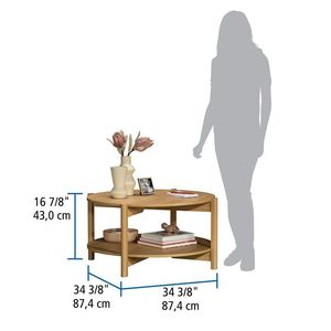Tavolino da Caffè Rotondo Contemporaneo in Legno con Finitura in Teak Naturale per Soggiorno - Product Image 3