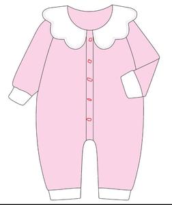 Made to order 100% cotton Vintage Puff sleeve Red & White color OEM Service knit 100% cotton Solid Body <b>suit</b> for newborn - Product Image 2