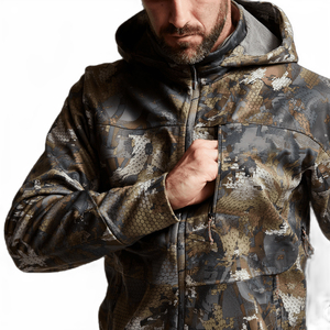 Veste softshell camouflage pour homme avec capuche, fermeture éclair et poches pour la randonnée en plein air - Product Image 6