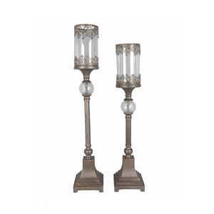 Eleva tu decoración con este portavelas de metal bronce vintage con adornos de encaje y elegante cristal. - Product Image 2