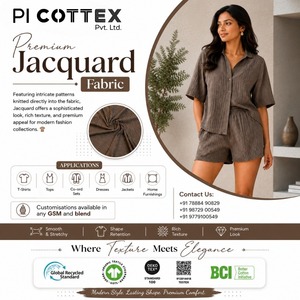 Unique Design Breathable Medium <b>Weight</b> Polyester/Cotton Jacquard Knitted 260 GSM <b>Fabric</b> for Garment Fashion Apparel Loungewear - Product Image 1
