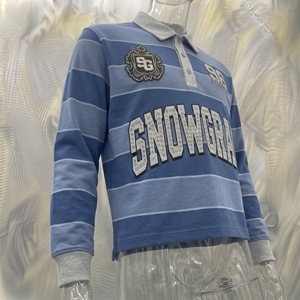 Chemise unisexe en jersey rayé à manches longues Snowgrace, col rabattu, coupe classique, polyester, toutes saisons - Product Image 6