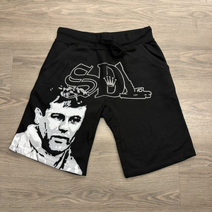 Men's <b>Black</b> Cotton Eco-friendly Streetwear Shorts Midweight Flat Front Drawstring Closure Casual Summer Wear - Product Image 6