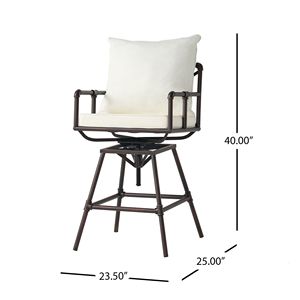 Tabouret de bar pivotant à hauteur réglable avec coussins pour le jardin ou la terrasse de la piscine - Product Image 5