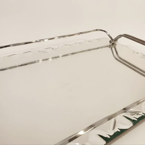 Luxury <b>Mirrored</b> Glass Serving Tray with Metal Handles Decorative <b>Vanity</b> Tray for Home Dining and <b>Table</b> Display - Product Image 4
