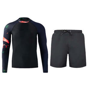 Ensemble Rash Guard pour Homme : T-shirt de Compression à Manches Longues et Short d'Entraînement Noir à Motif Abstrait – Tenue Athlétique pour la Gym et l'Entraînement - Product Image 1